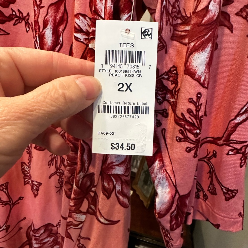 Floral Pink and Red Womens Top JM collection 2x NWT - Picture 4 of 6